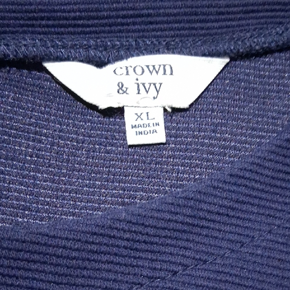 Crown & Ivy Navy Blouse with Gingham Details - Picture 2 of 5